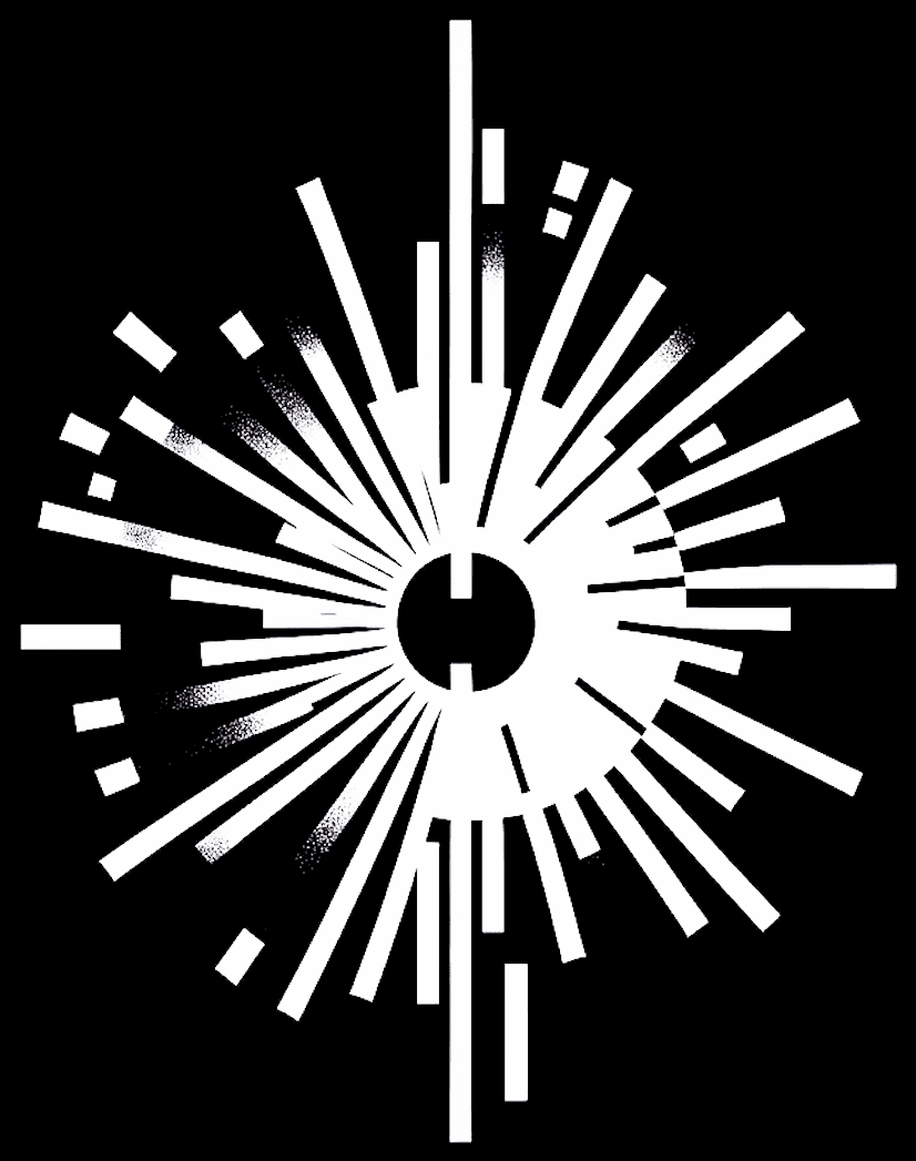 Hanabi Kaizen starburst mark on black background